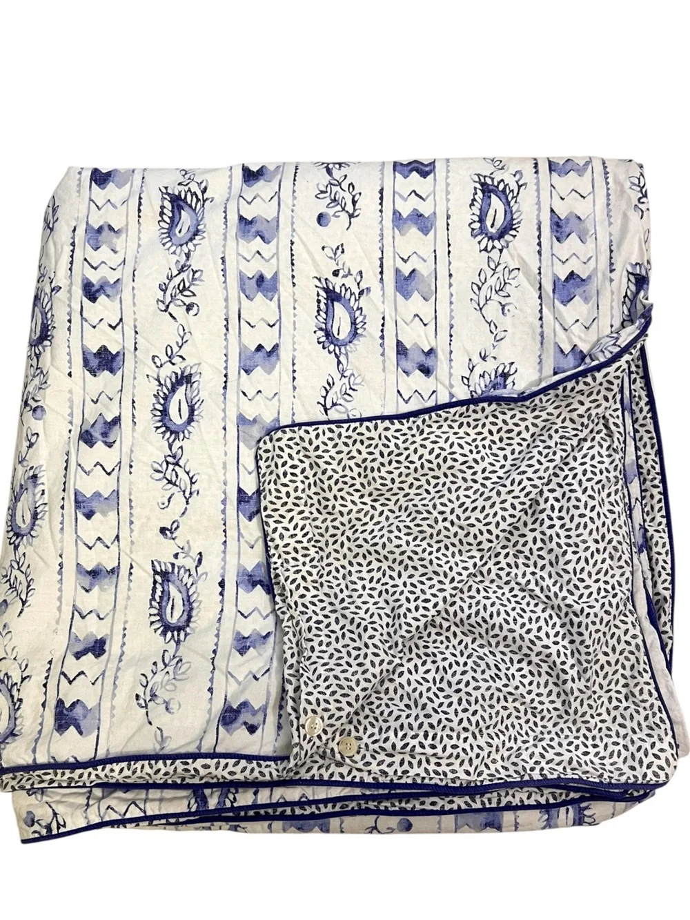 Lauren Ralph Lauren Queen Nora Blue White Paisley Reversible Duvet Cover